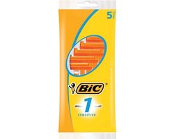 BIC 1 Sensitive Wegwerpscheermesjes Voor Heren Met Een Enkel Mesje En Vaste Kop - Pak van 5 Stuks - Voordeelverpakking 12 stuks