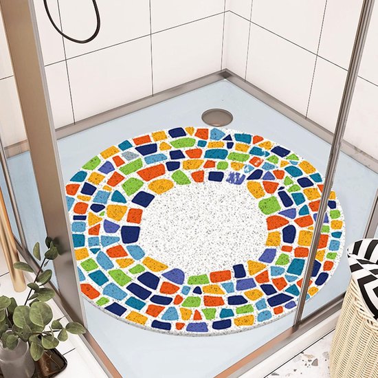 Mkitnvy Douchemat, antislip, 80 x 80 cm, schimmelwerend, zacht comfort, veilige badmat met afvoergaten, voor badkuip en natte ruimtes