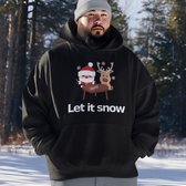 Lekker Waus Foute Kerst Hoodie Zwart - Let It Snow - Maat M - Kerst Outfit Dames & Heren