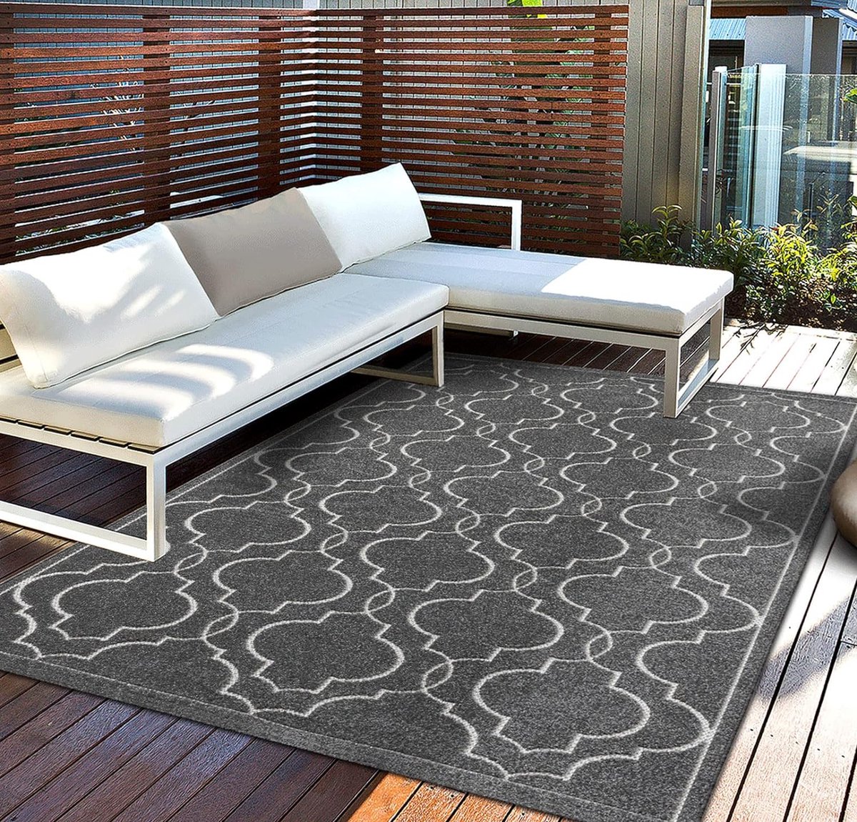 The carpet Buitentapijt weerbestendig hoogwaardig balkontapijt Boho tapijt in120x170 cm gemaakt van polypropyleen Santo Plus by