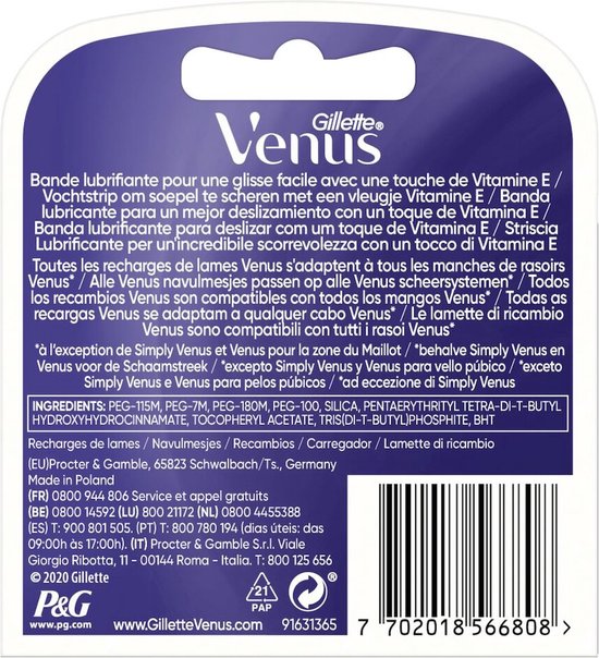 Gillette Venus Deluxe Smooth Swirl Scheermesjes Voor Vrouwen - 3 Navulmesjes