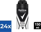 Rexona Men Invisible Black+White Anti White Marks Deodorant - 150ml - Voordeelverpakking 24 stuks