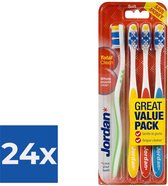 Jordan - Total Clean Tandenborstels Soft - 4 stuks - Voordeelverpakking 24 stuks