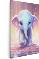 Artaza Canvas Schilderij Baby Olifant met Blauwe Ogen - 80x120 - Groot - Foto Op Canvas - Wanddecoratie Woonkamer
