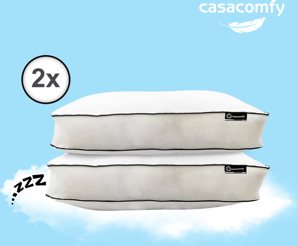 Hoofdkussen , Ergonomisch, Orthopedisch, BreezeLux Comfort,Nekklachten,50x60x10 cm, 2 stuks , duo pack, Geschikt voor rug-, zij- en buikslapers
