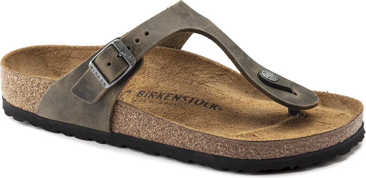 Birkenstock Gizeh Slippers Faded Regular-fit Nubuck 1019327 Groen