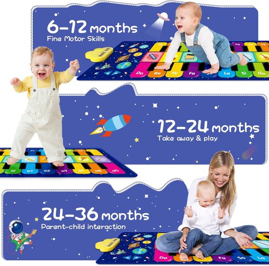 Ballery Tapis Musical Tapis de Piano pour Bébé, Tapis de Danse pour  Enfants, Jouets pour bébé 1 an, Tapis de Musique 2 en 1 J
