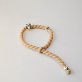 LoveTies Midi - gevlochten haarelastiek - met bedel - Buddha - beige - aantrekbaar - armbandje