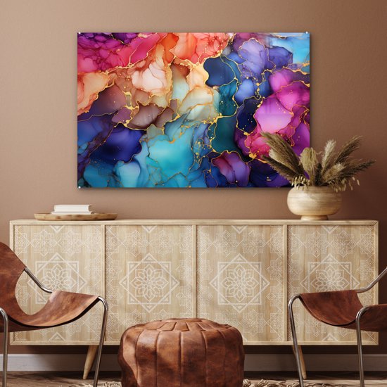 Peinture sur verre 120x80 cm - Photo sur verre - Marbre - Peinture salon - Peintures plexiglas chambre - Décoration chambre plaque de verre - Décoration murale peintures sur verre - Décoration murale - Peinture sur verre colorée