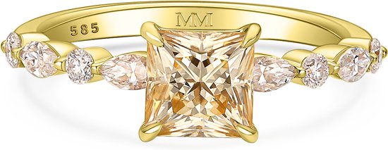 Ava – Princess Champagne Moissanite Ring - 1.3 karaat.