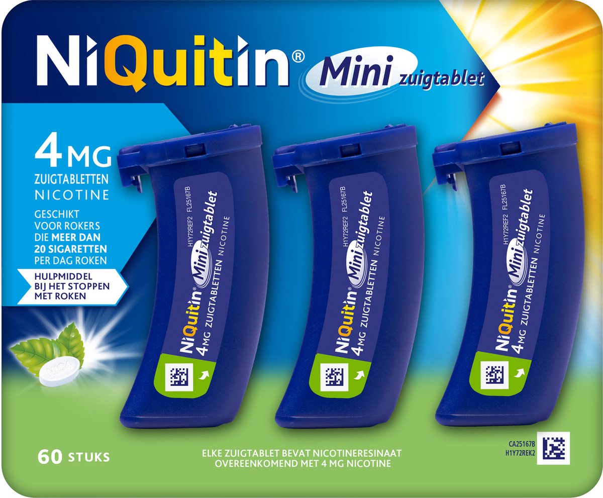 NiQuitin Minizuigtabletten 4 mg - Stoppen met roken - 60 stuks - NiQuitin