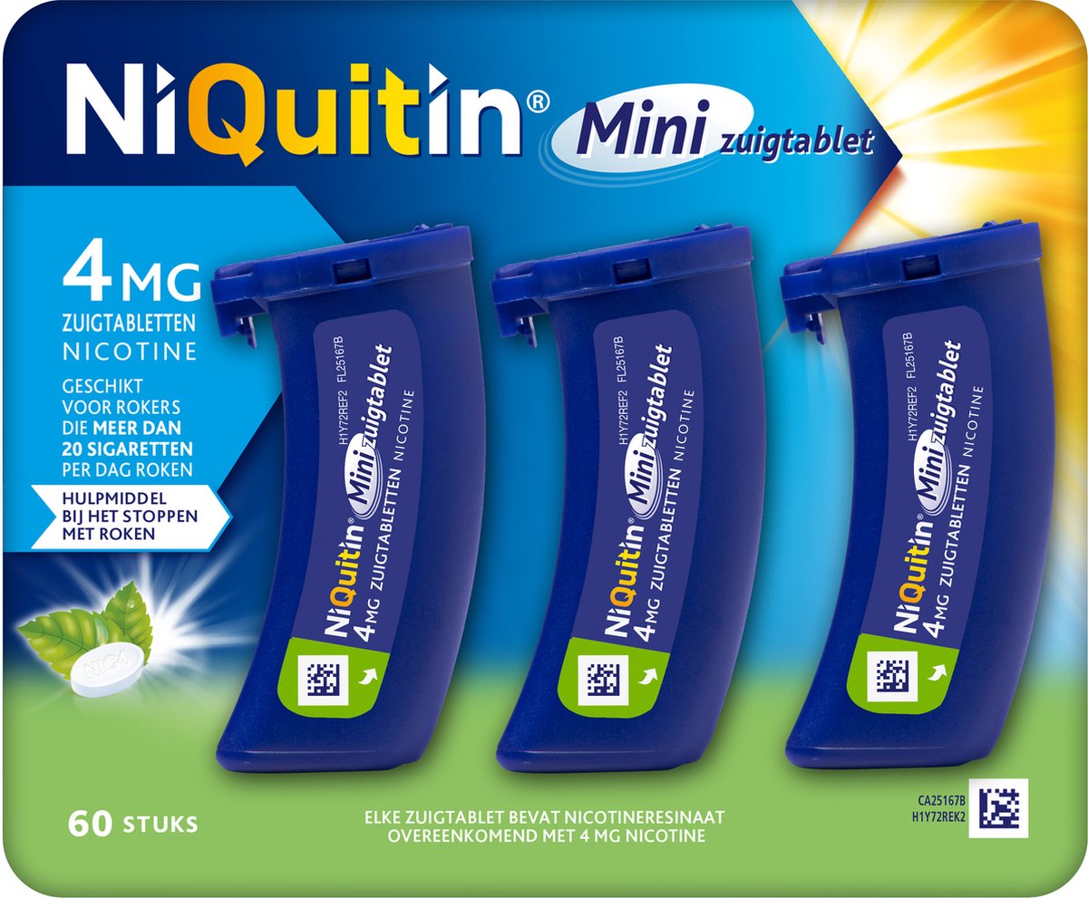 Goedkoopste NiQuitin Minizuigtabletten 4 mg - Stoppen met roken - 60 stuks