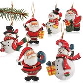 6x metalen hangers voor de kerstboom - kerstboomversieringen van metaal - kerstversieringen met sneeuwpop en kerstman (6 stuks - Kerstman + Sneeuwpop - groot)