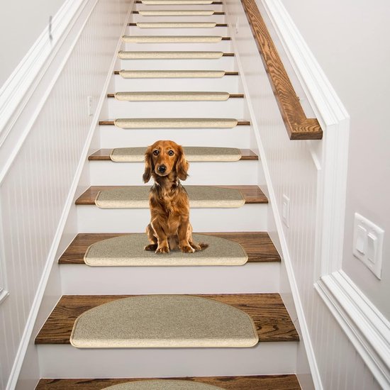 Tapis Antidérapant Pour Escalier – 15 Marches Beige – Lot De Bandes De Sécurité COSY HOMEER (28 X 9 Pouces) Pour Intérieur