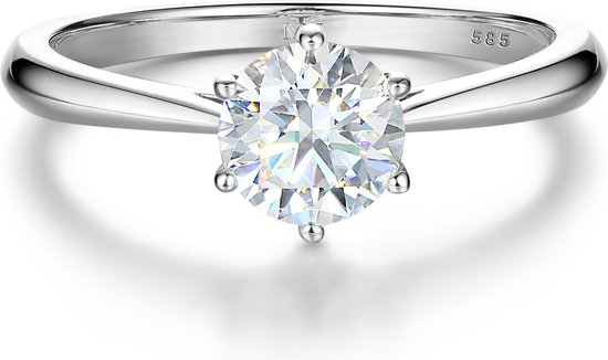 Ella - Platinum Solitair Moissanite Verlovingsring - 1 karaat