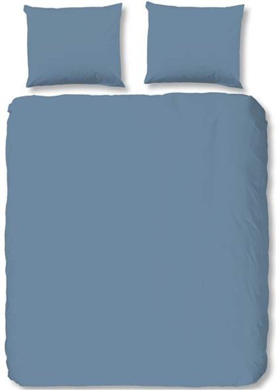 HIP Dekbedovertrek "uni dessin" - Blauw - (240x200/220 cm) - Katoen Satijn