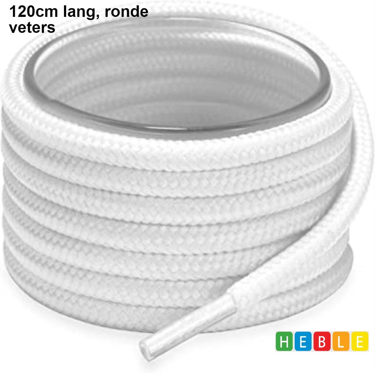 *** Ronde, witte Schoenveters - 120 cm Lengte - 4 mm Dikte - van Heble® ***