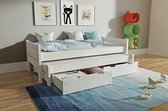 Rockwood® Kinderbed Combi Wit inclusief montage met 2 lattenbodems en matras bovenbed Saturnus