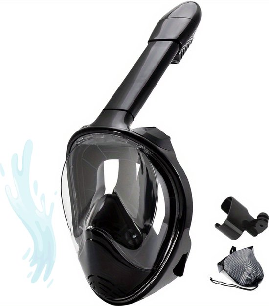 Masque de plongée - Adultes - Tuba - Ensemble de plongée - Lunettes de plongée - Face - L/XL - Zwart
