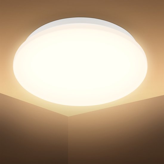 B.K.Licht - LED Plafondlamp met bewegingsmelder - badkamerverlichting - 27x6 cm (DxH) - wit