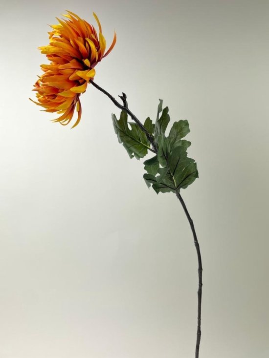Zijden kunstbloem Chrysant | Oranje | Lengte 82 centimeter