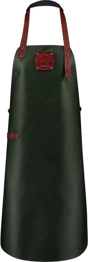 Witloft - Classic Leren Schort XXL Groen/Cognac