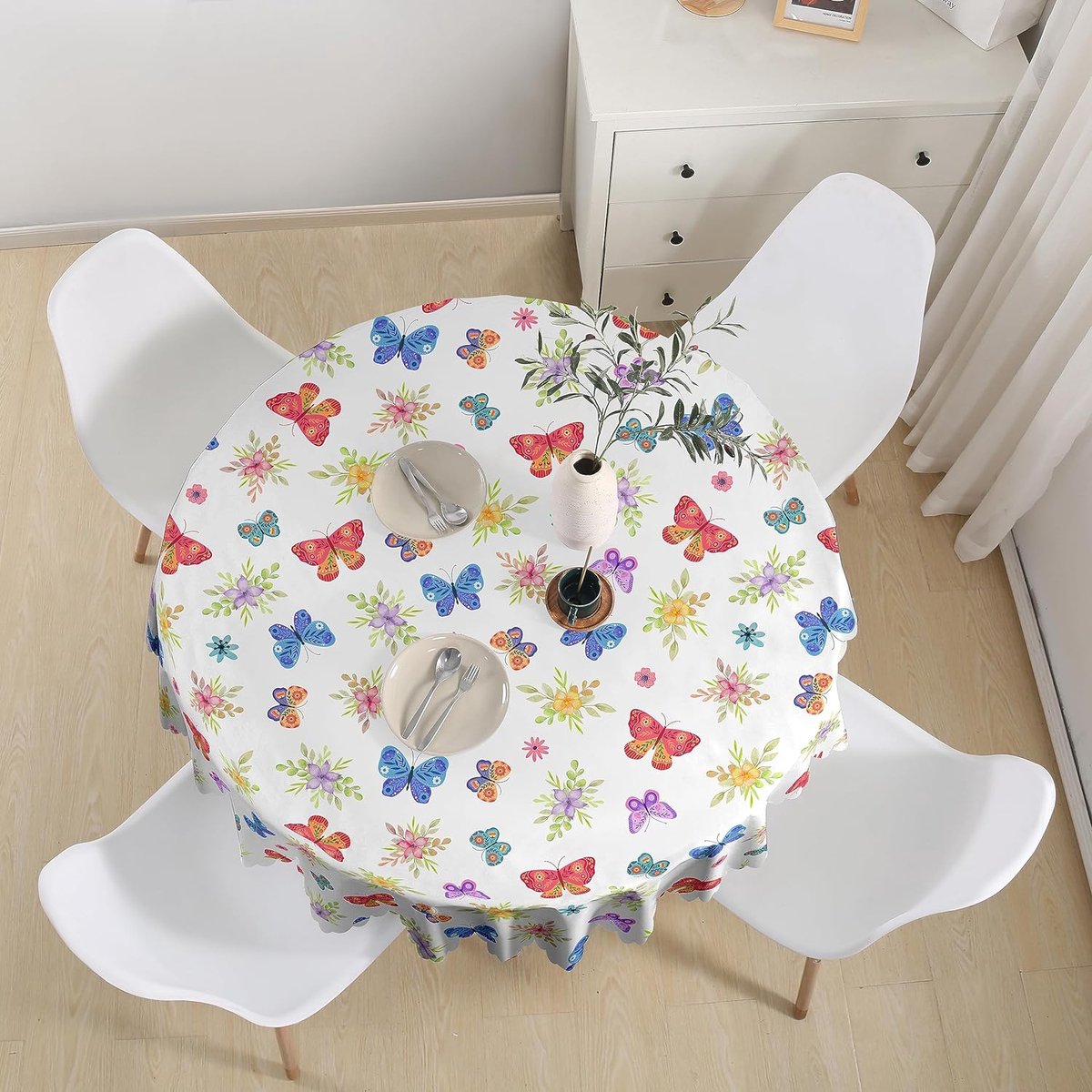 Nappe ronde 150 cm Nappe florale de style campagnard pour l'extérieur,  protection