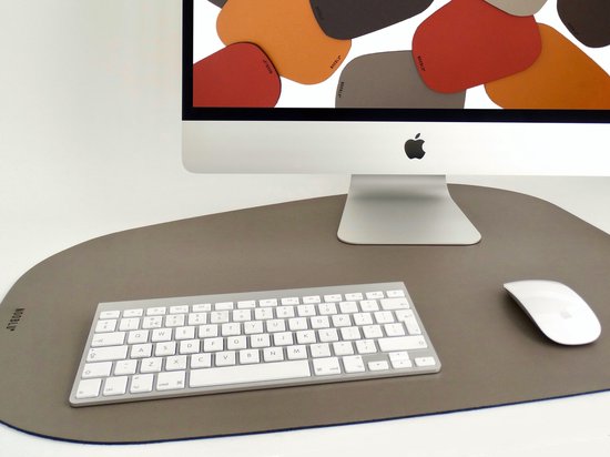 Coussin de bureau en cuir PEBL kingsize 82x62 - Tapis de bureau Design - Cuir Zwart