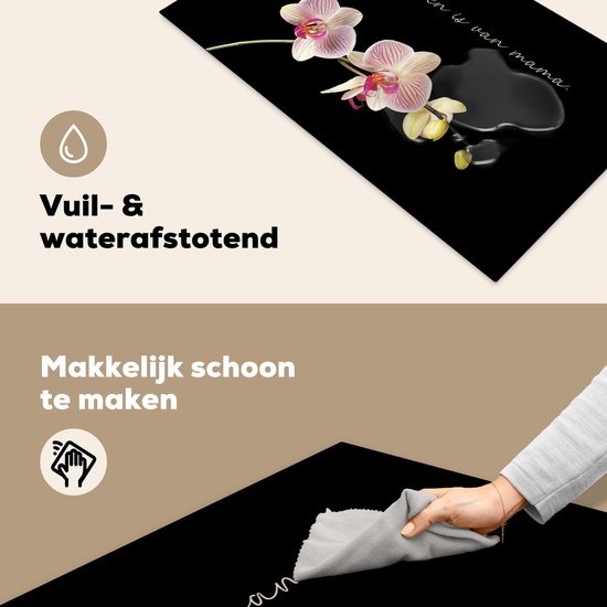 KitchenYeah® Inductie beschermer 91.6x52.7 cm - Quotes - Deze keuken is van mama - Bloemen - Roze - Moeder - Kookplaataccessoires - Afdekplaat voor kookplaat - Inductiebeschermer - Inductiemat - Inductieplaat mat