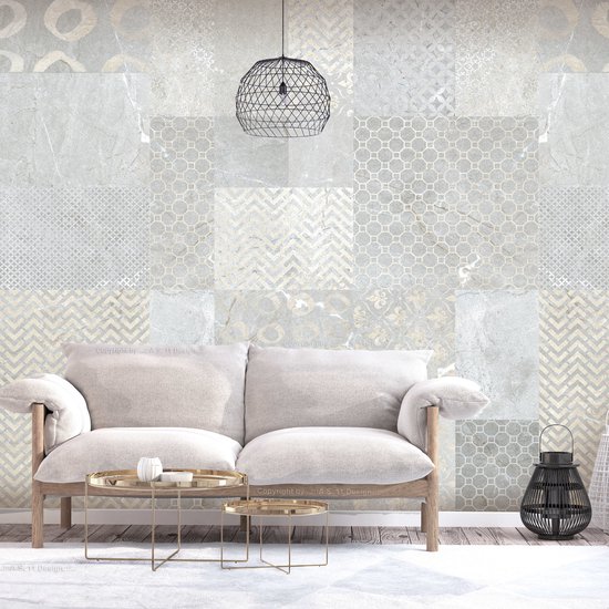 Fotobehangkoning - Behang - Vliesbehang - Fotobehang Tegels - Geometrie - Tiles - 450 x 315 cm