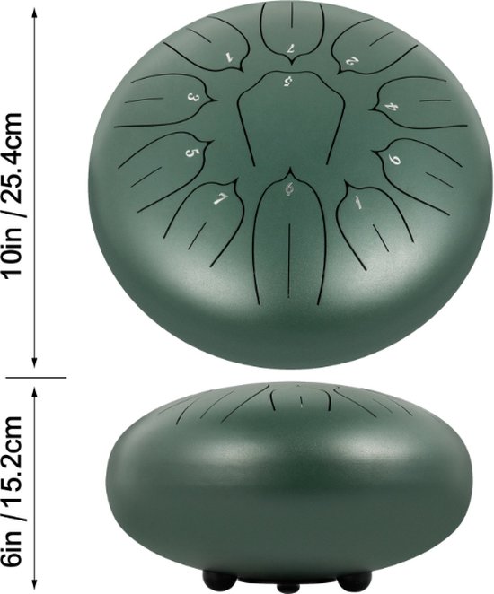 Baymate ® Steel Tongue Drum - Hand Pan Drum - Instruments de percussion - En ut mineur - Avec sac de voyage - Rouge - 12 pouces - 11 notes - 30cm