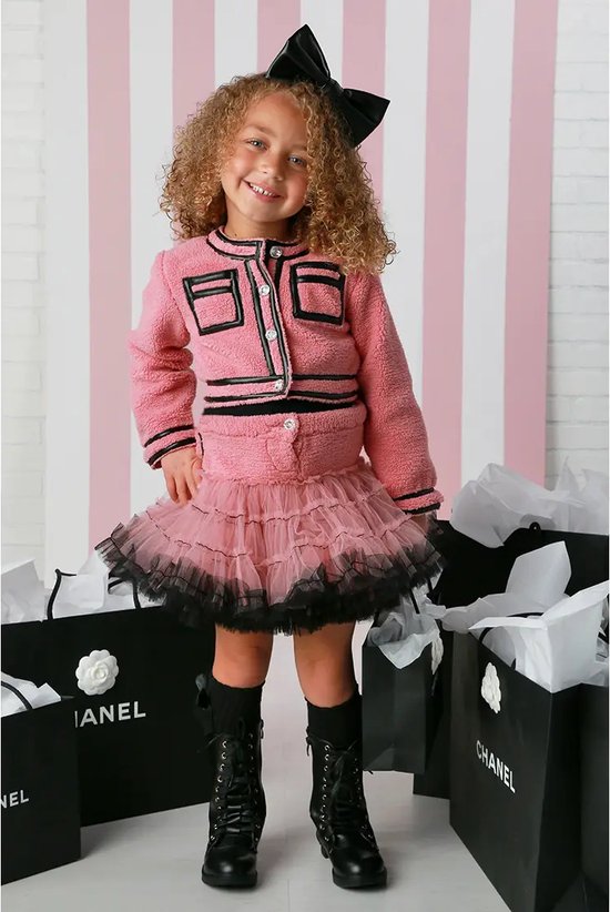 Coco poufy set 3 delig rok top kinderkleding feestdagen holidays ooh lala couture pink roze handgemaakt maat 134