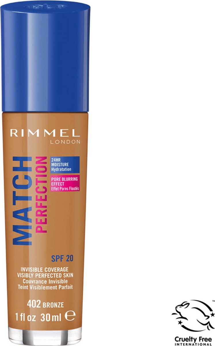 Goedkoopste Rimmel London Match Perfection Foundation - 402 Bronze - Beige