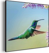 Akoestisch Schilderij Colibri Onderweg Naar Lavendel Vierkant Pro L (80 X 80 CM) - Akoestisch paneel - Akoestische Panelen - Akoestische wanddecoratie - Akoestisch wandpaneel
