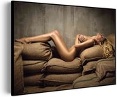 Tableau Acoustique Belle Femme Blonde Nue Industrielle Rectangle Horizontal Pro XXL (150 x 107 CM) - Panneau acoustique - Panneaux acoustiques - Décoration murale acoustique - Panneau mural acoustique