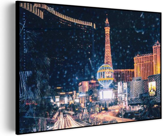 Akoestisch Schilderij Las Vegas at Night Rechthoek Horizontaal Basic M (85 X 60 CM) - Akoestisch paneel - Akoestische Panelen - Akoestische wanddecoratie - Akoestisch wandpaneel