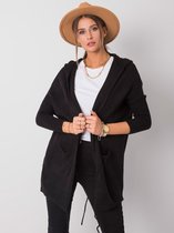 Dames Zwarte Fijn Gebreide Midi Vest met Capuchon One Size