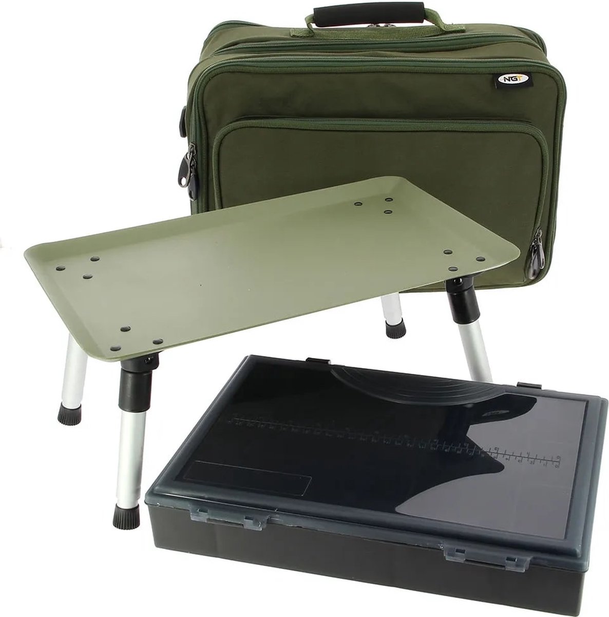 NGT Box Case System met tacklebox en ingebouwde bivvytafel | Bivvytafel