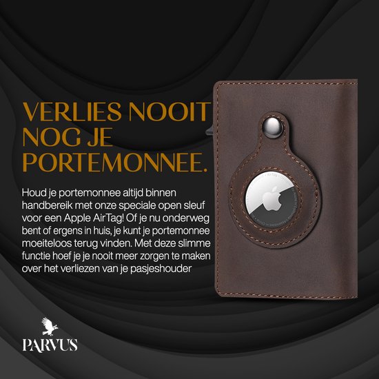 Portefeuille AirTag avec protection RFID, marron