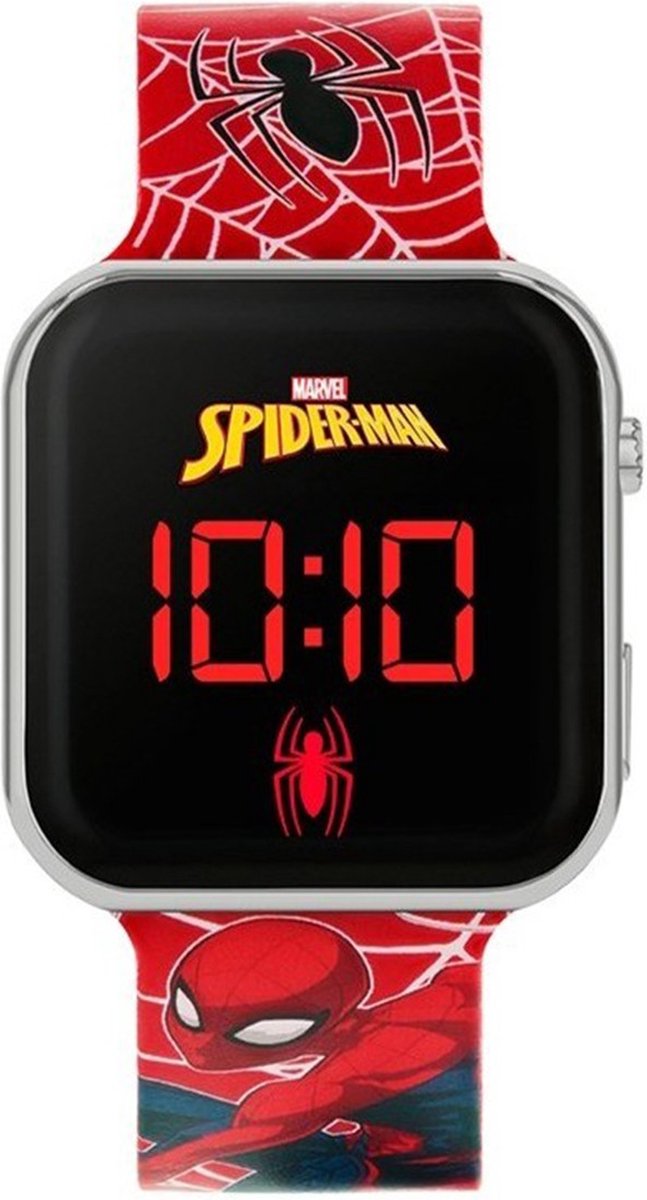 Accutime - LED Watch Spider-Man - Kinderhorloge Met LED Display Voor Datum en Tijd - Rood