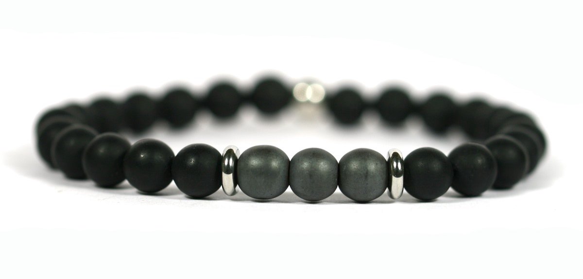 IbizaMen - matte onyx - matte hematiet - 8mm - 20cm