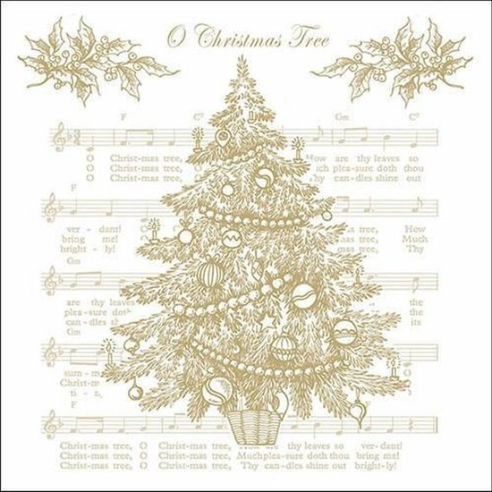 Foto: Ambiente kerstservetten goud o christmas tree gold papieren servetten 3 laags 100 fsc 33x33cm