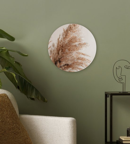 WallCircle - Papier peint cercle - Stickers muraux chambre - Herbe de pampa  - Nature 