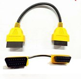Bluetooth Kabel Geschikt voor OBD2 Scanner Auto - Verlengkabel - Autokabel - Verlengsnoer - 16 Pins Connector - Geel - 30 cm