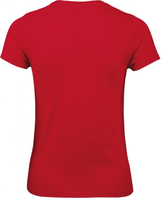 T-shirt Femme XL B&C Col rond Manches courtes Rouge Foncé 100% Katoen