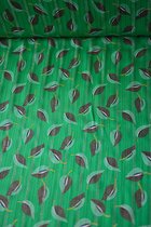 Viscose groen met blaadjes en glitterdraadje 1 meter - modestoffen voor naaien - stoffen