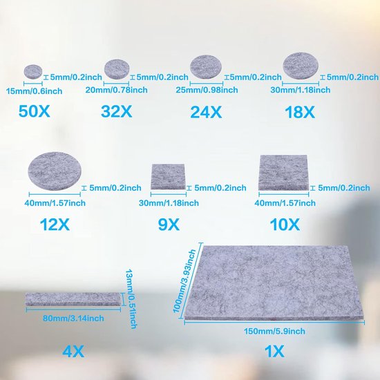 4 stuks/Teflon meubelglijders/rond/ 50 mm/zelfklevend/vloerbeschermer/PTFE- glijders