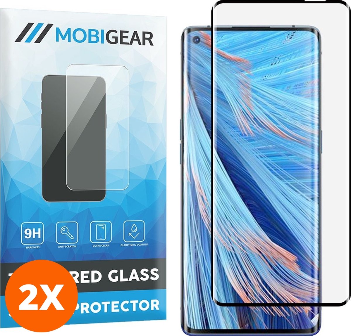 Mobigear Screenprotector geschikt voor OPPO Find X2 Neo Glazen | Mobigear Curved Screenprotector - Case Friendly - Zwart (2-Pack)