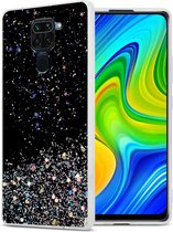 Cadorabo Hoesje geschikt voor Xiaomi RedMi NOTE 9 in Zwart met Glitter - Beschermhoes van flexibel TPU silicone met fonkelende glitters Case Cover Etui