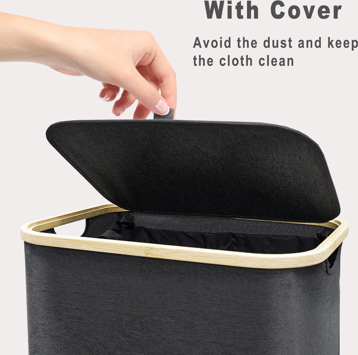 Panier à Linge étroit 45L Avec Couvercle - Pliable Et étanche | Pour Salle De Bain Et Chambre